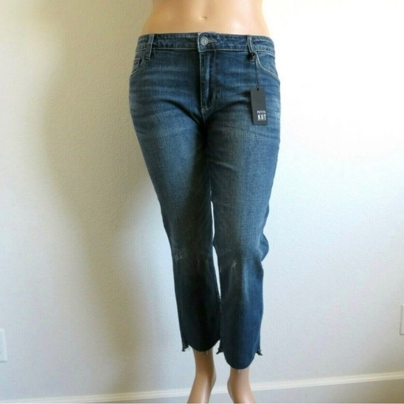 KUT from the KLOTH Jeans DISTRESSED Ankle Straight Leg Plus Size 16 Petite NWT - Picture 3 of 4